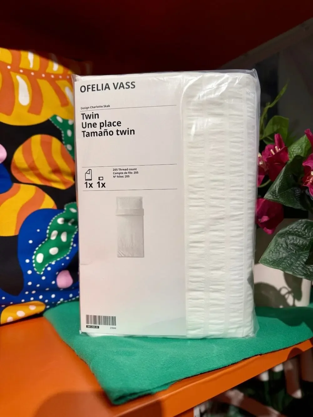 IKEA OFELIA VASS Twin Duvet Cover & Pillowcase Dobby White - NEW